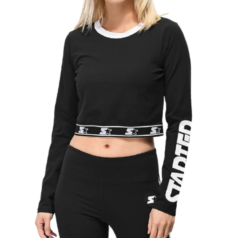 STARTER Fitted Long Sleeve Crop T-Shirt
